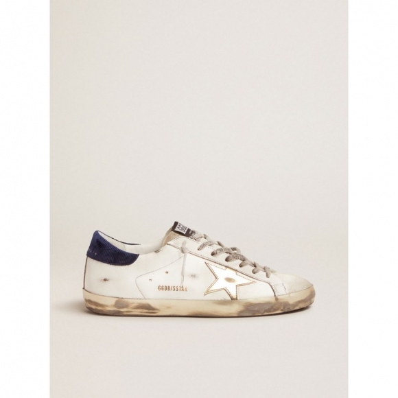 Super-Star sneakers with midnight-blue corduroy velvet heel tab