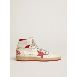 Sky-Star sneakers with signature on the ankle and red leather inserts