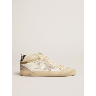 Mid Star sneakers with light gray suede star and chrome-effect gold leather flash