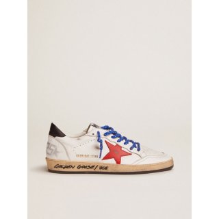 Ball Star sneakers in white leather with signature on the foxing and red leather star