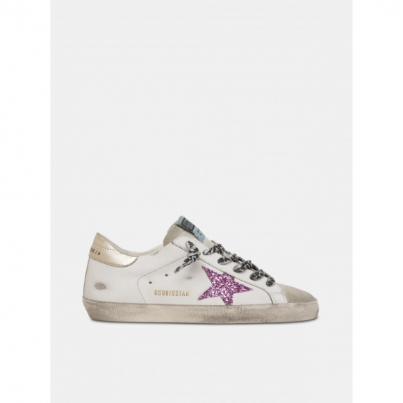 Super-Star sneakers with glitter and gold heel tab