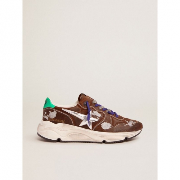 Running Sole sneakers in cognac-colored suede with 3D star