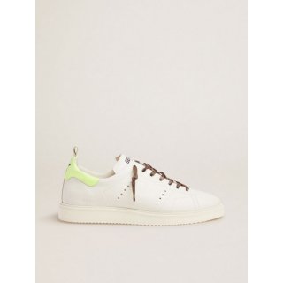 White Starter LTD sneakers with fluorescent yellow heel tab